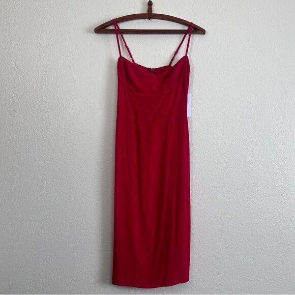 Reformation Isabel Midi Dress Size 2 in Cherry Red - Picture 2 of 11
